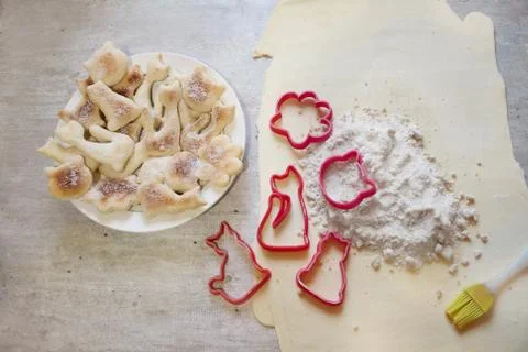 Lovely cookie cutting form on the light table Stock Photos