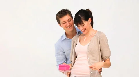 Lovely couple with a gift Stock Footage 1096814