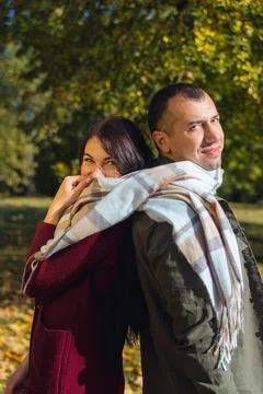 Lovely couple having fun together in nature. Fotos Stock