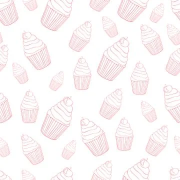 Lovely cupcake seamless background pattern 库存插图