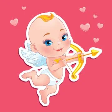 Lovely Cupid with bow Stock Illustration