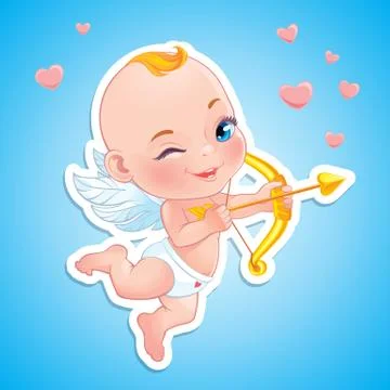 Lovely Cupid with bow Stock Illustration