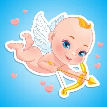 Lovely Cupid with bow Stock Illustration