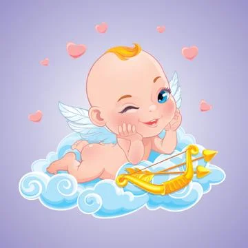 Lovely Cupid with bow Stock Illustration