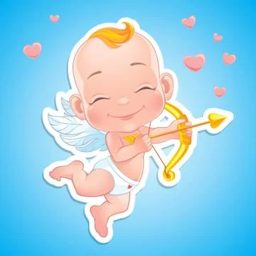 Lovely Cupid with bow Stock Illustration