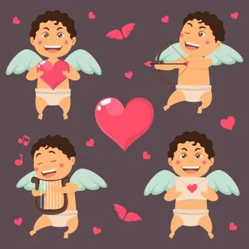 Lovely cupid character pose Stock Illustration