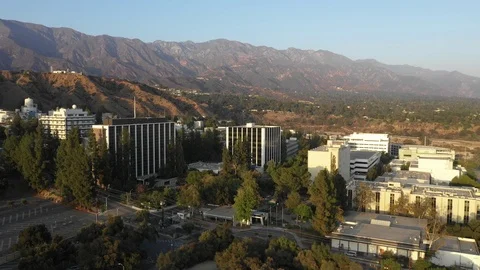 Lovely drone flyby of the Jet Propulsion Laboratory in Pasadena Stock Footage