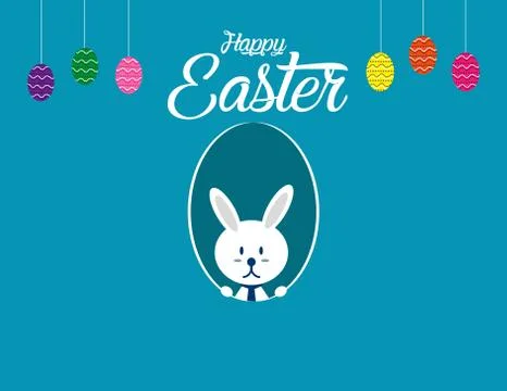 Lovely easter bunnies set. Concept easter illustration. Vector cartoon charac Stock Illustration