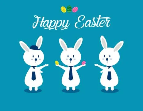 Lovely easter bunnies set. Concept easter illustration. Vector cartoon charac Stock Illustration