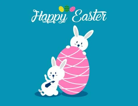 Lovely easter bunnies set. Concept easter illustration. Vector cartoon charac Stock Illustration