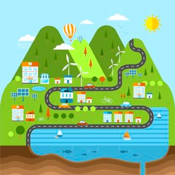 Lovely ecology concept in flat design Stock Illustration