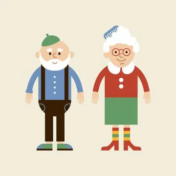 Lovely elderly couple Stock Illustration