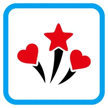 Lovely Fireworks Vector Icon in a Frame 스톡 일러스트