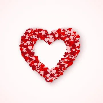 Lovely Heart frame from small red and pink hearts Stock Illustration