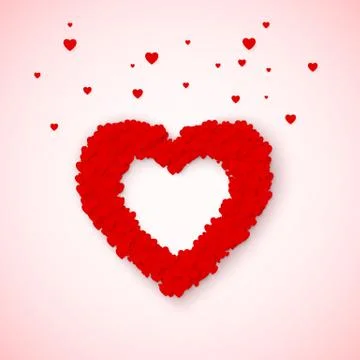 Lovely Heart frame from small red and pink hearts confetti Stock Illustration