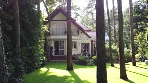 Lovely house in the pine forest. Stock Footage 132250580