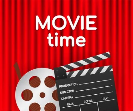 Lovely movie time concept layout with film projector and text area with sampl Stock Illustration