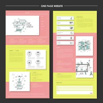 Lovely one page website design template Stock Illustration