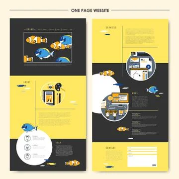 Lovely one page website design template Stock Illustration