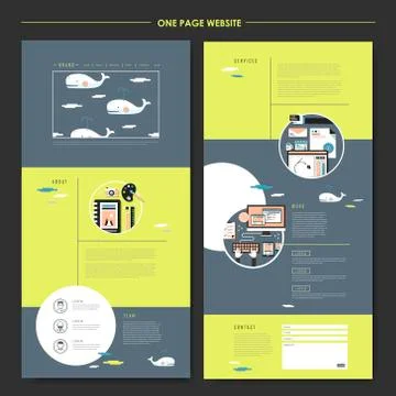 Lovely one page website design template Stock Illustration