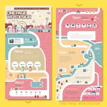 Lovely one page website design template Stock Illustration