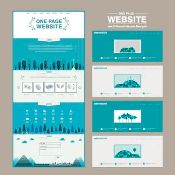 Lovely one page website template design Stock Illustration