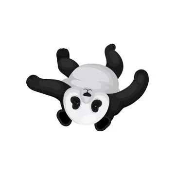 Lovely panda lying on his back. Funny bamboo bear with black and white fur. Flat Stock Illustration
