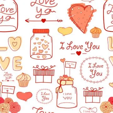 Lovely pattern background. Hand drawn fabric, gift wrap, wall art design. Stock Illustration