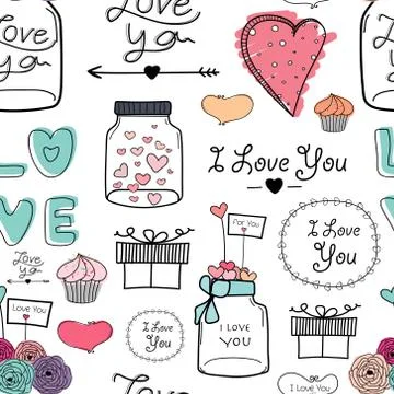 Lovely pattern background. Hand drawn fabric, gift wrap, wall art design. Stock Illustration