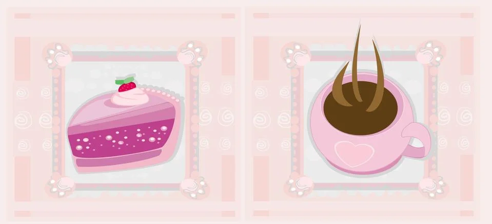 Lovely Pattern With cake and coffee Illustrazione stock