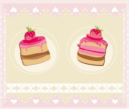 Lovely Pattern With cake Design Stock Illustration