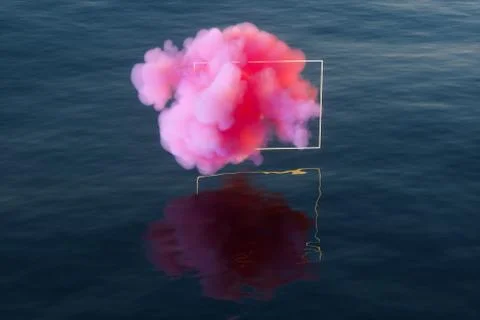 The lovely pink cloud on the ocean, 3d rendering. Stock Illustration
