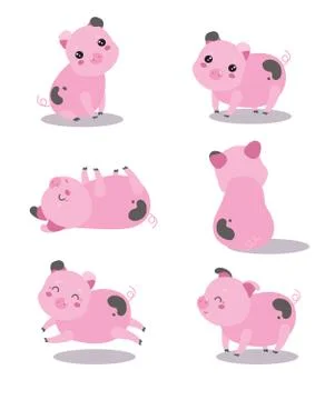 Lovely pink pigs Stock Illustration