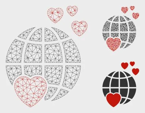 Lovely Planet Vector Mesh 2D Model and Triangle Mosaic Icon Stock Illustration