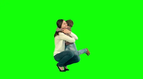 Lovely portrait of a mother and son on a Green Screen Stock Footage