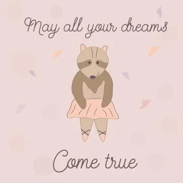 Lovely Postcard with cute racoon Stock Illustration