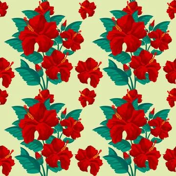 Lovely red hibiscus pattern Stock Illustration