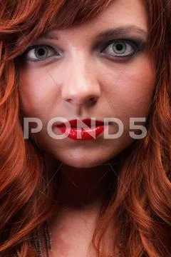 Lovely redhead - Young beautiful red haired woman Stock Photos