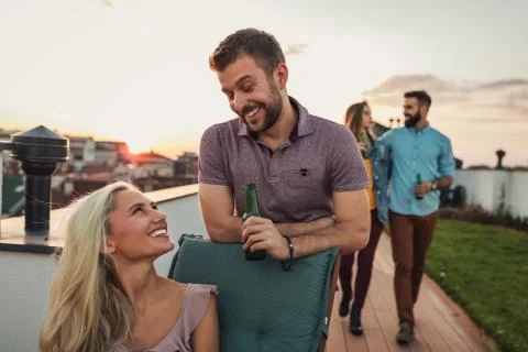 Lovely relaxing weekend at the rooftop Foto stock