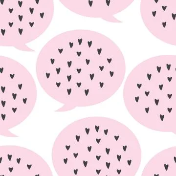 Lovely seamless background pattern with hearts in speech bubbles Stock Illustration