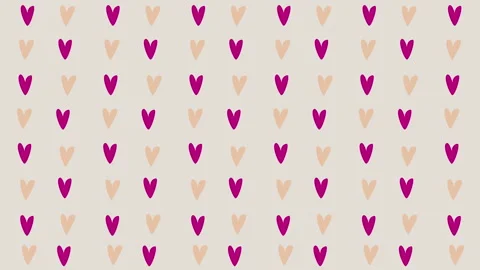 Lovely Seamless Pattern Design with Pink and Beige Hearts Background Video stock 297617360