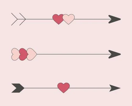 Lovely seamless pattern with hand-drawn arrows and hearts Stock Illustration