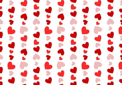 Lovely seamless pattern with red hearts on a white background. Stock Illustration