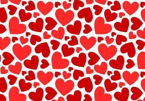 Lovely seamless pattern with red hearts on a white background. Stock Illustration