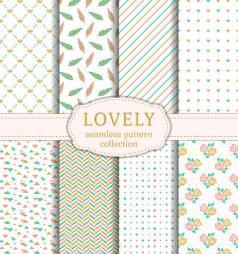 Lovely seamless patterns. Vector set. Illustrazione stock