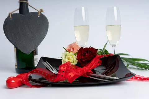 Lovely setting for a romantic dinner Stock Photos