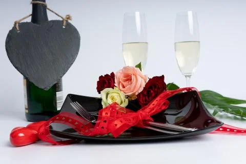 Lovely setting for a romantic dinner Stock Photos