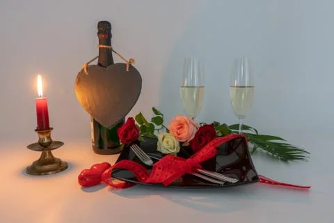 Lovely setting for a romantic dinner Stock Photos