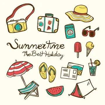 Lovely summertime essentials Stock Illustration