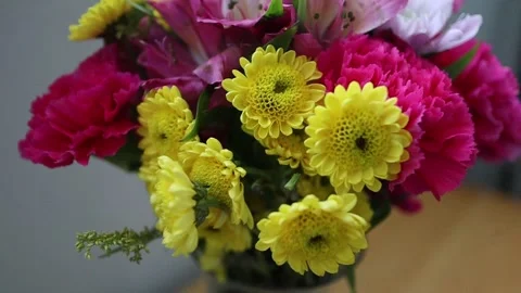 Lovely sunlit bouquet in slow motion Stock Footage